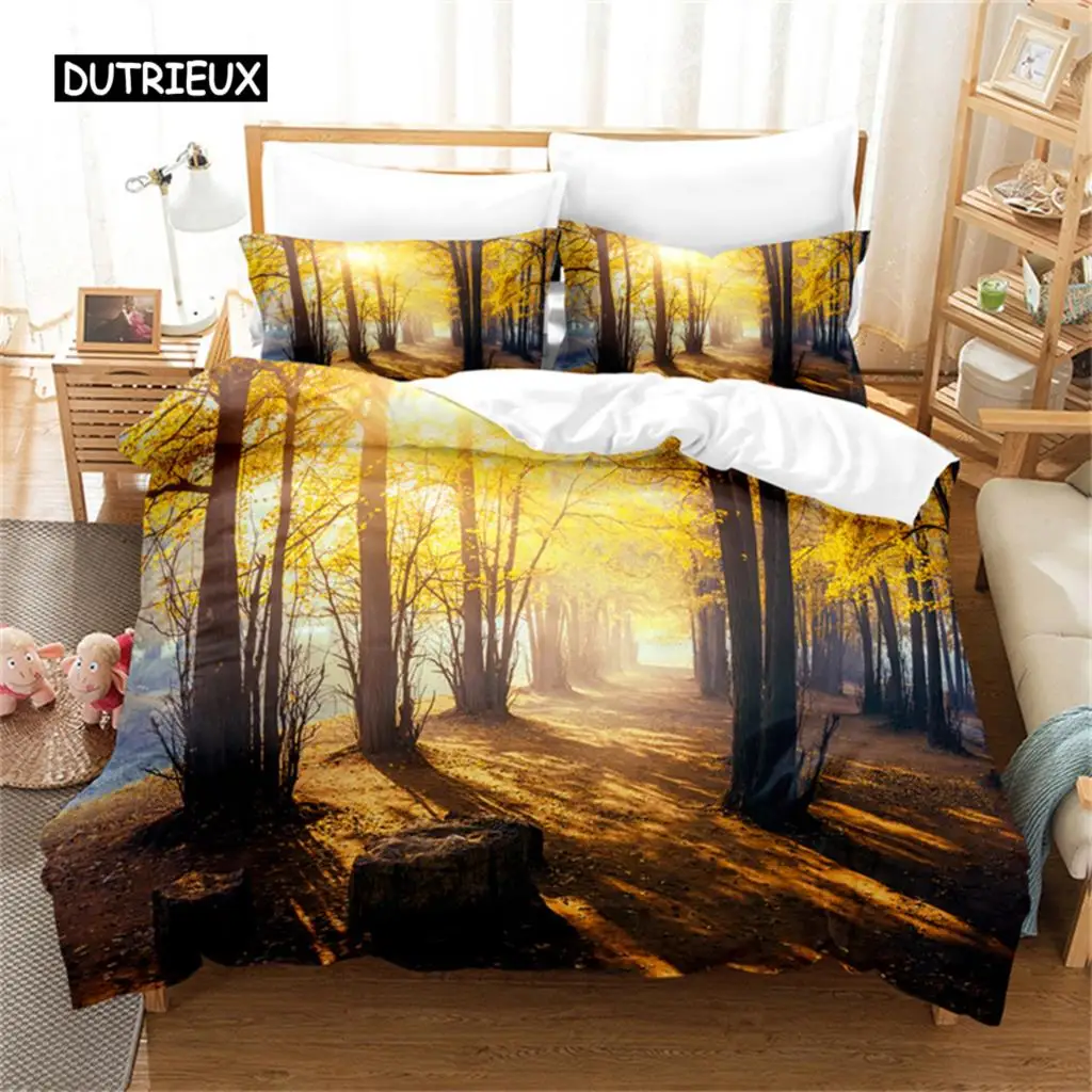 

Natural Scenery Duvet Cover Forest Bedding Set Quilt Cover Queen Set Beauty Comforter Set Girl for Women Men Children Room Decor