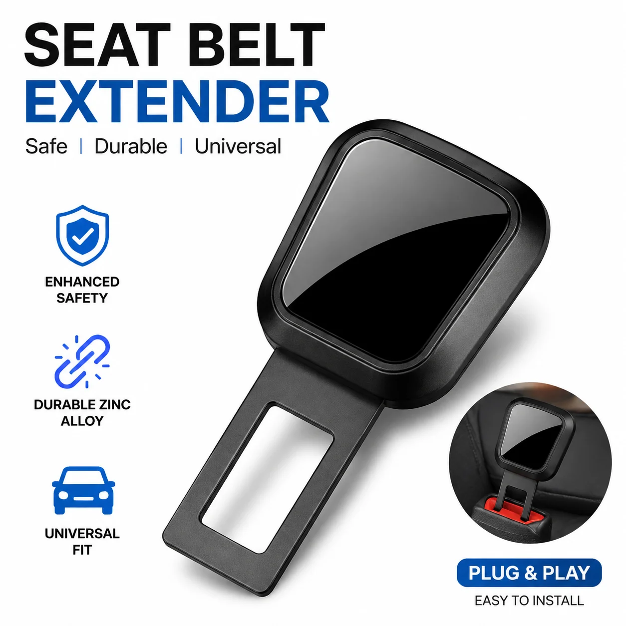 1/2PCS Car Seat Belt Clip Extender Seatbelt Lock Buckle Plug Thick Insert Socket Extender Safety Buckle Auto Accessories