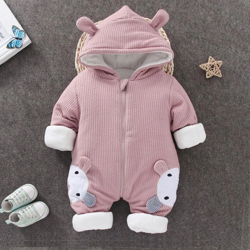 

Newborn Winter Overalls With Cotton Filling Thickened Crawling Suit for Baby Outdoor Clothes and Infant Warm Winter Cotton Suit