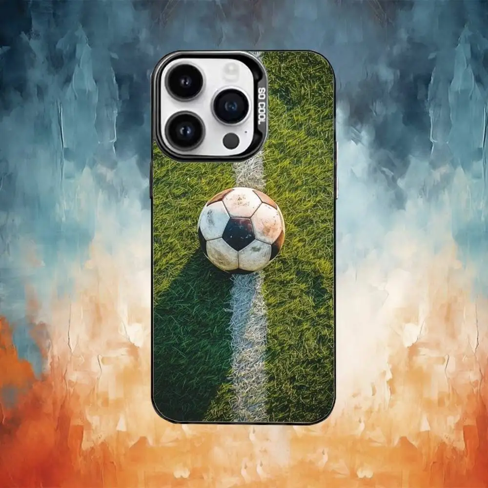 เคสโทรศัพท์ลายฟุตบอล สำหรับ iPhone17,16,15,14,13,12,11 Plus,Pro Max สีดำด้าน ป้องกันการกระแทก