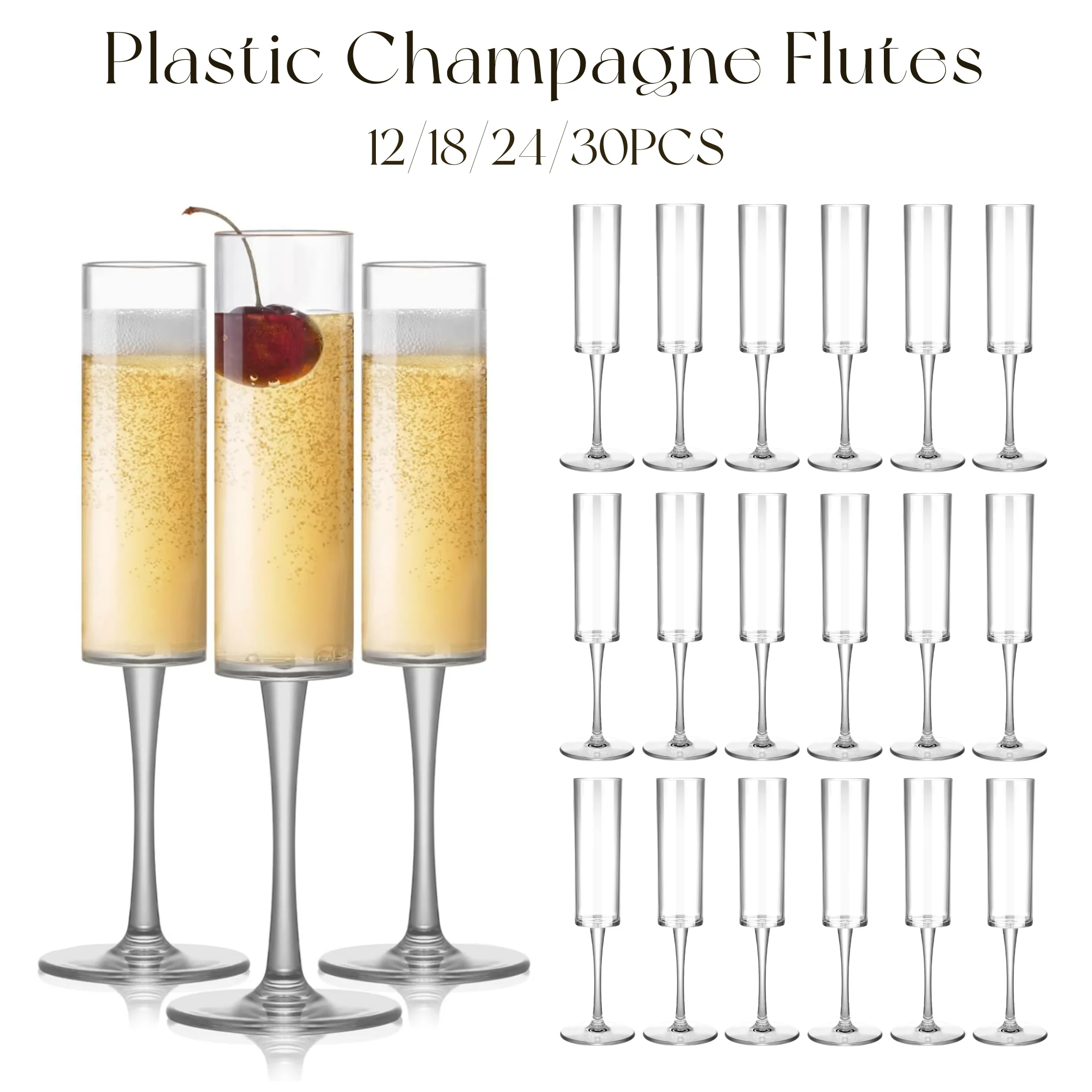 

12/24/30 шт. пластиковые флейты для шампанского 5,4 унции акриловые купоны для шампанского свадебные стаканы для тостов на день рождения, свадьбу