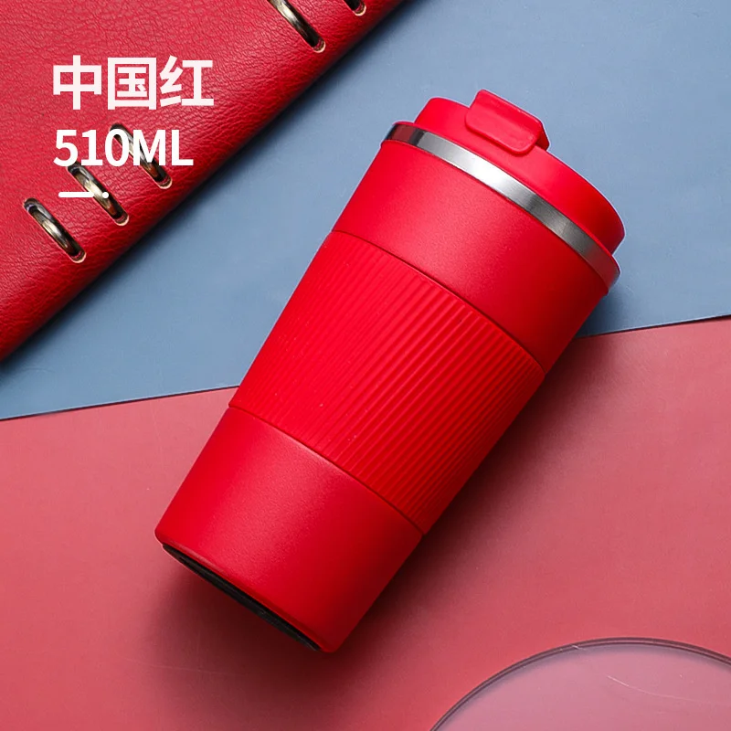 

Insulated travel coffee cup, spill proof portable camping stainless steel reusable hot and cold beverage with lid