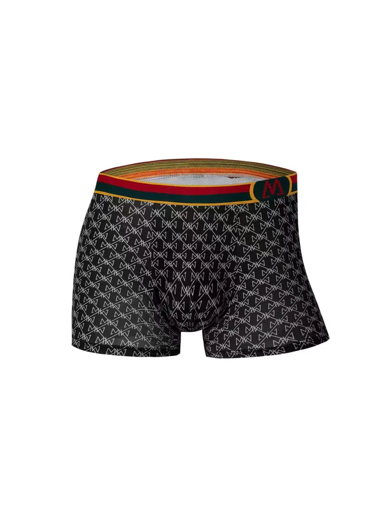 Random 5 Pack Men's Boxer Briefs Skin-Friendly Breathable Underwear Trunks with Colorful Elastic Waistband & Letter Print