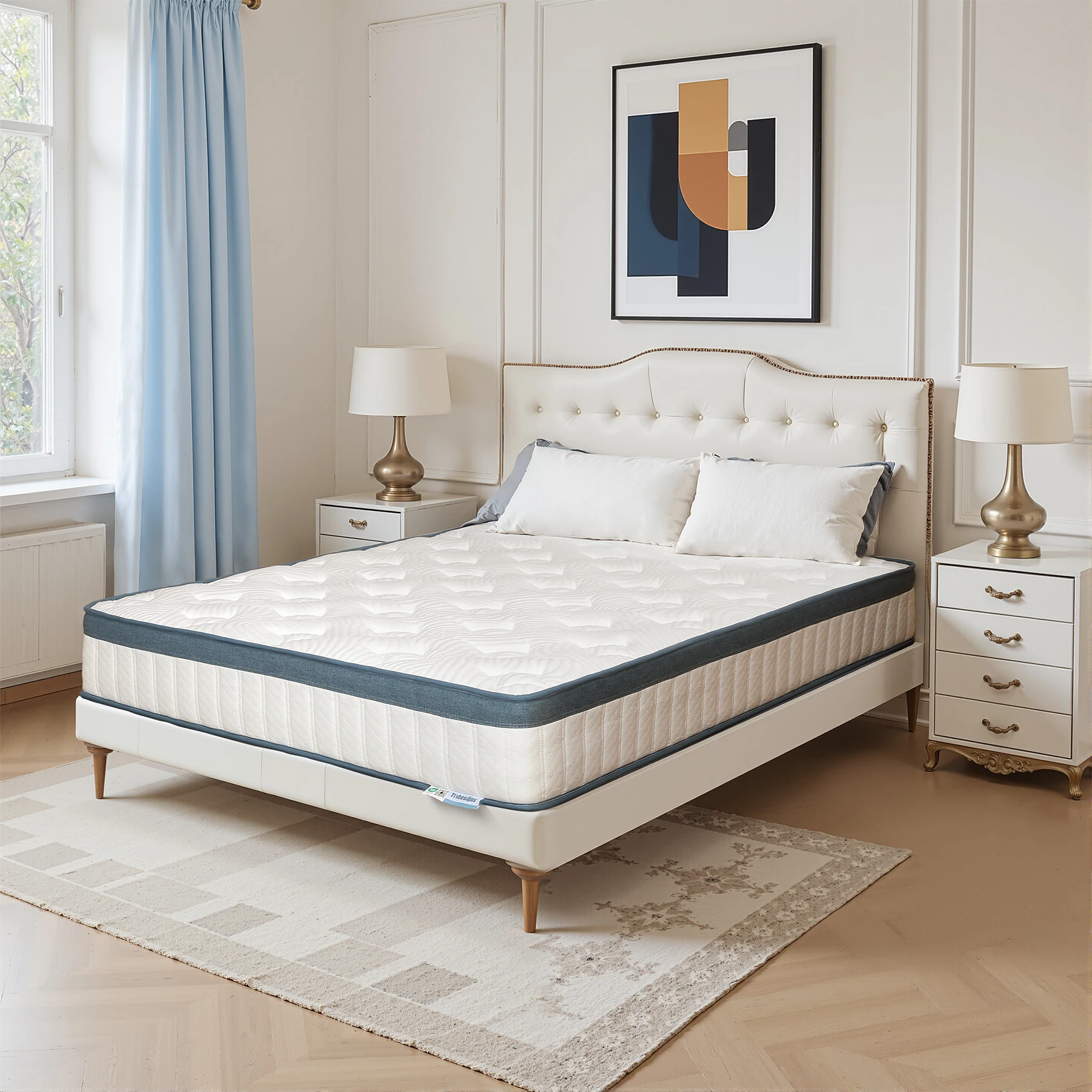 Matelas Tribesigns 90x200 cm Hauteur 25 cm Matelas à ressorts ensachés Dureté moyenne H3 Matelas orthopédique 7 zones