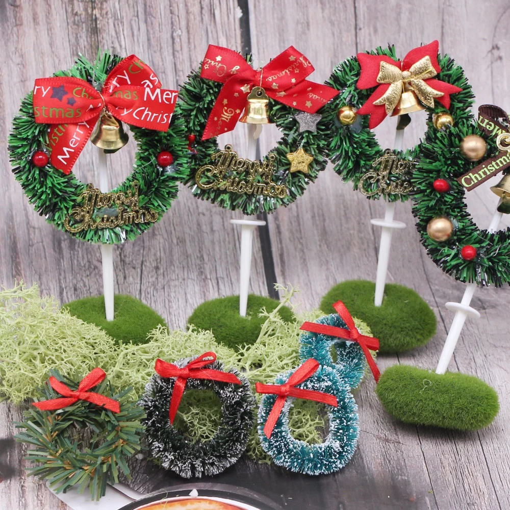 9styles Dollhouse Miniature Christmas Wreath Mini Hanging Xmas Miniature House Wreath For Dollhouse Accessories Decoration