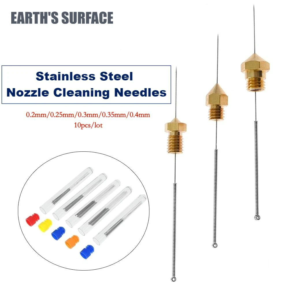 

ES-3D Printer Part 10pcs/Lot 3D Printer Tools Stainless Steel Nozzle Cleaning Needles MK8 Nozzle Drills Needle For 3D Printer