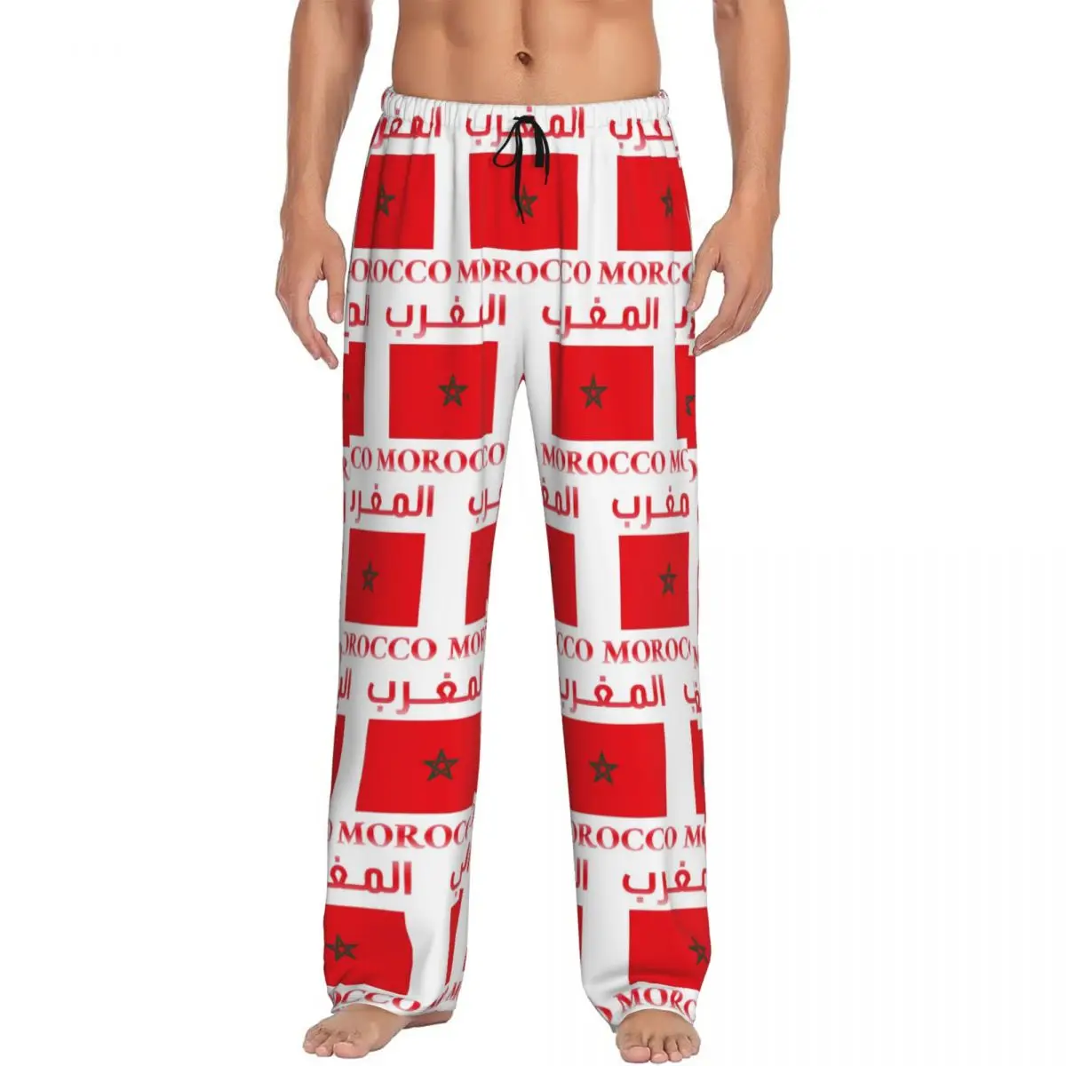Custom Moroccan Passport Kingdom Of Morocco Pajama Pants Men Sleepwear Sleep Lounge Bottoms with Pockets