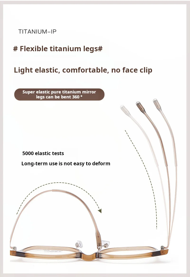 YIMARUILI Ultraleichte 8 g Männer und Frauen TR90 Brillengestell aus reinem Titan, quadratisch, flexibel, optisch, 91 – Detail 8