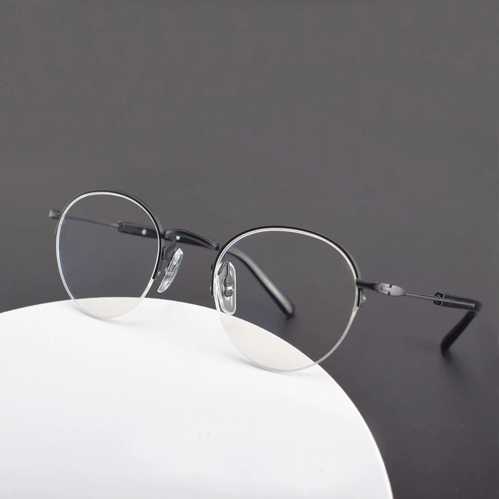 

Japanese Luxury Brand Semi Rimless Round Glasses Frame Men Women Vintage Ultralight Titanium Eyeglasses Retro Optical Eyewear