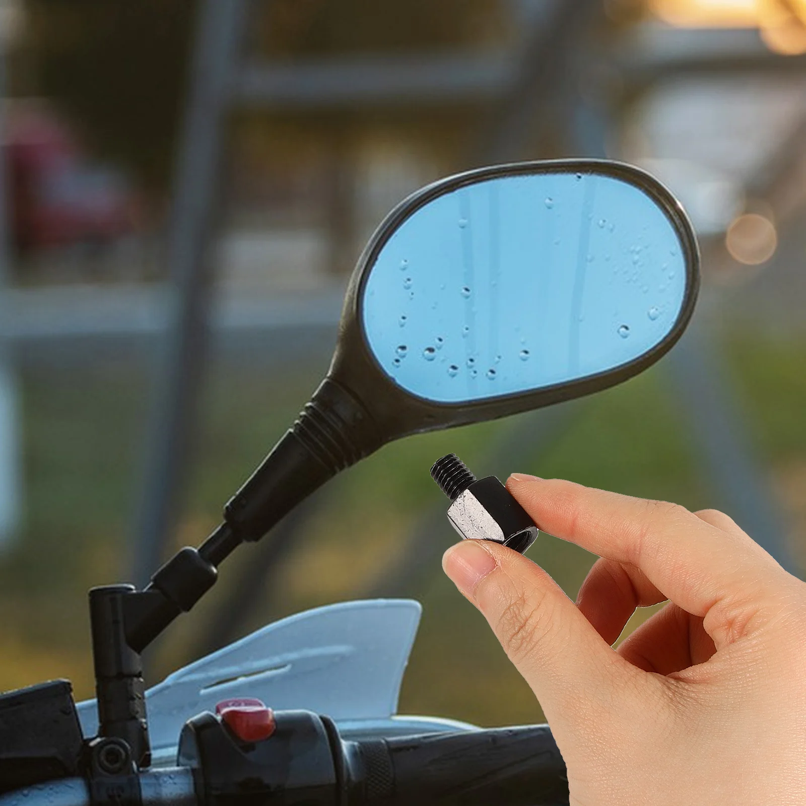 

2Sets Mirror Mount Adapter with Height Adjustment Screw 8-10Mm Rise for Clear View Rearview Conversion Bolts Compatible