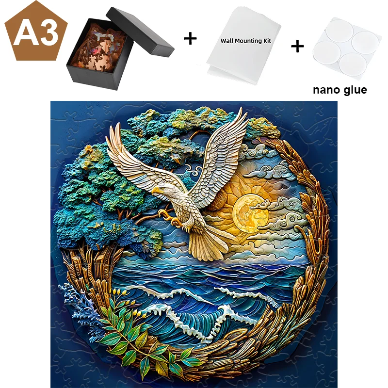 Drewniane puzzle Animal Eagle Dekoracja ścienna Drewniane puzzle Family Party Game Zabawka Prezent świąteczny