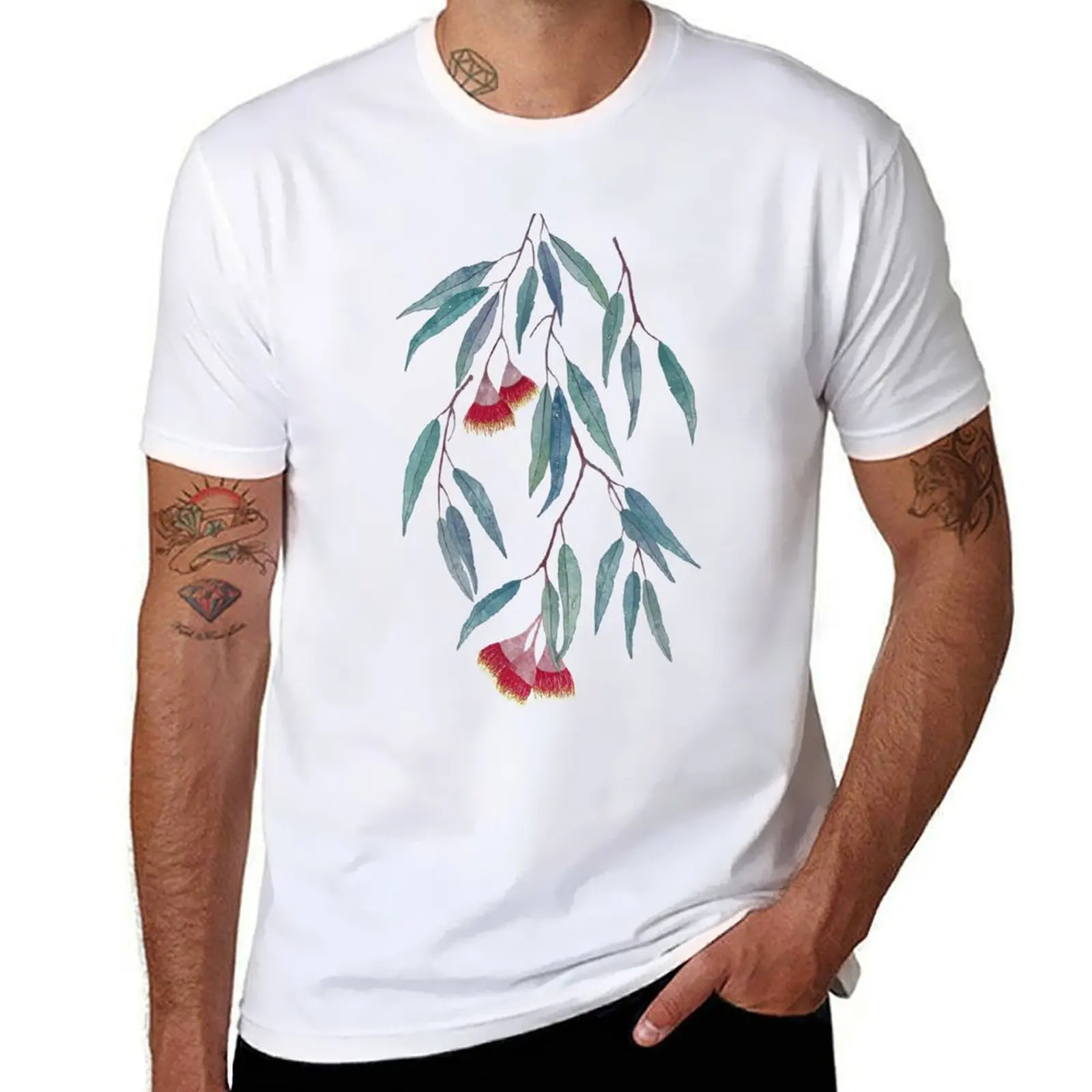 

Eucalyptus leaves and flowers on dark T-Shirt anime stuff new gifts and t-shirts custom t-shirts mens graphic t-shirts