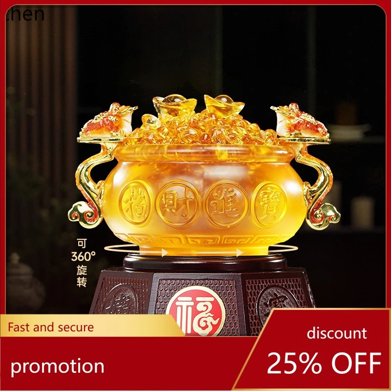 

CZ Golden Toad Treasure Basin Ornament, Glass Decoration for Living Room, Boss's Office, Wine Cabinet, Company Opening Gift