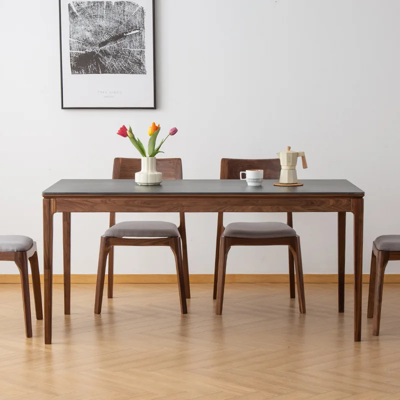 طاولة طعام من خشب الجوز، خشب الكرز، خشب متين، بلوط أحمر، لوح صخري، مقصف