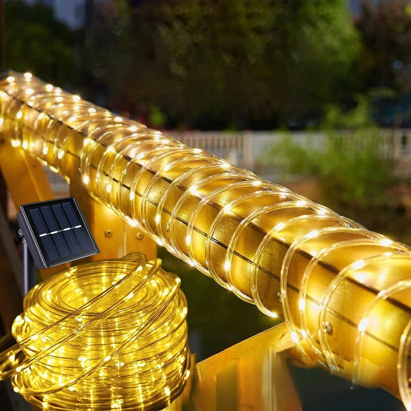 

LED Solar Tube Rope Fairy Light 8 Lighting Mode Garden Solar String Lights Waterproof Outdoor Lighting for Tree Camping Wedding