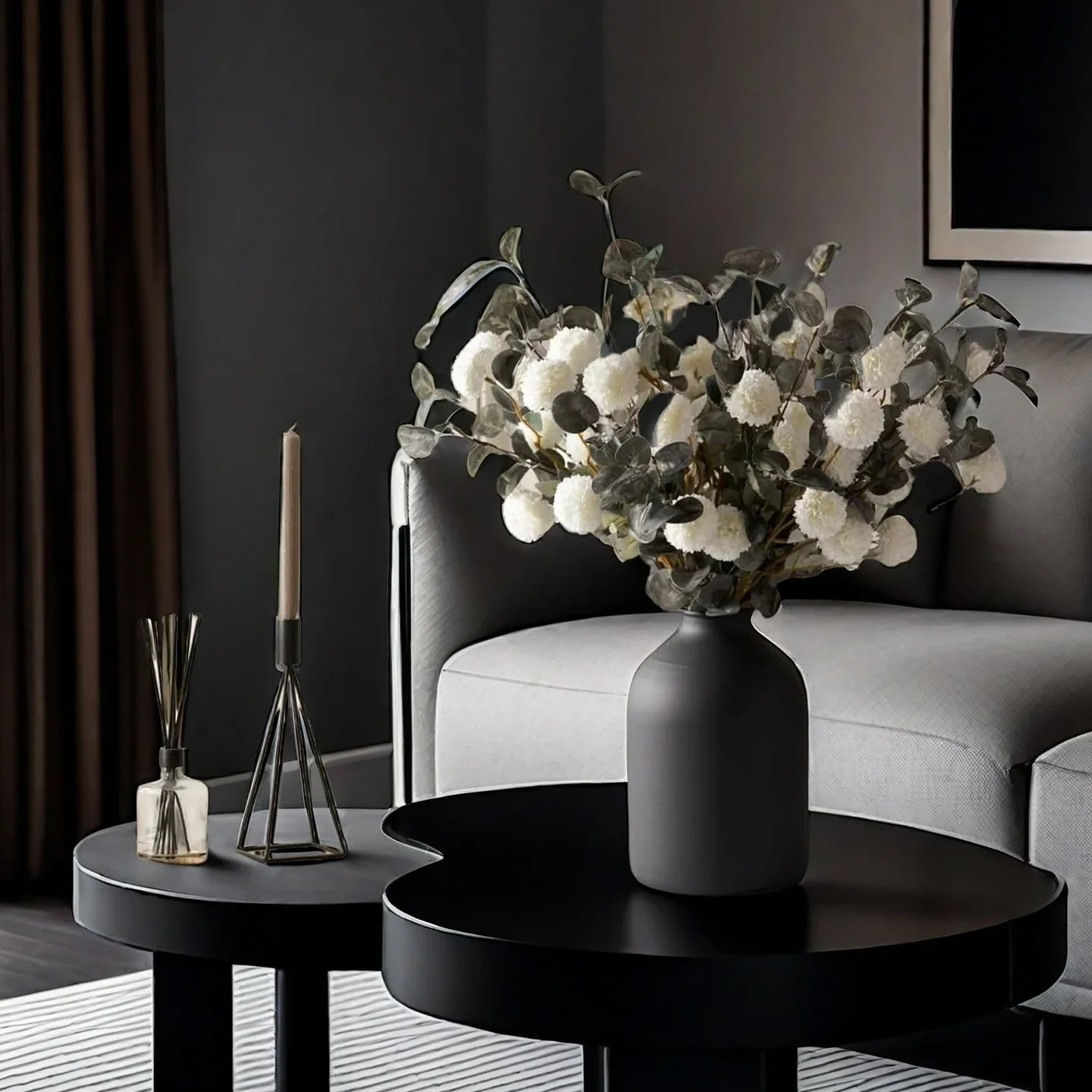 Matte Black Metal Vase, Ideal for Dried Flowers Gift for Wedding Home Spa Votive Candle Gardens Home Living Room Decoration Home