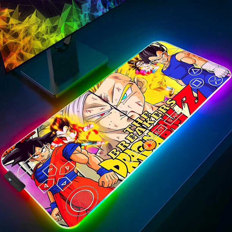 

RGB Gaming Mouse Pad DBZ Desk Mat Game Accessories LED Light Rubber Anti-slip PC Computer Dragon Ball with Backlit Keyboard Pad