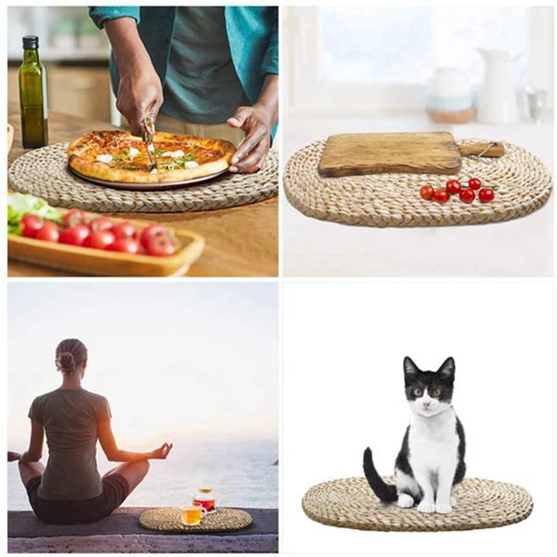 Nature Placemats Rope Placemats Table Mats,3 Pcs Oval Heat Insulation Non-Slip Corn Woven Placemat For Home,Office,Etc