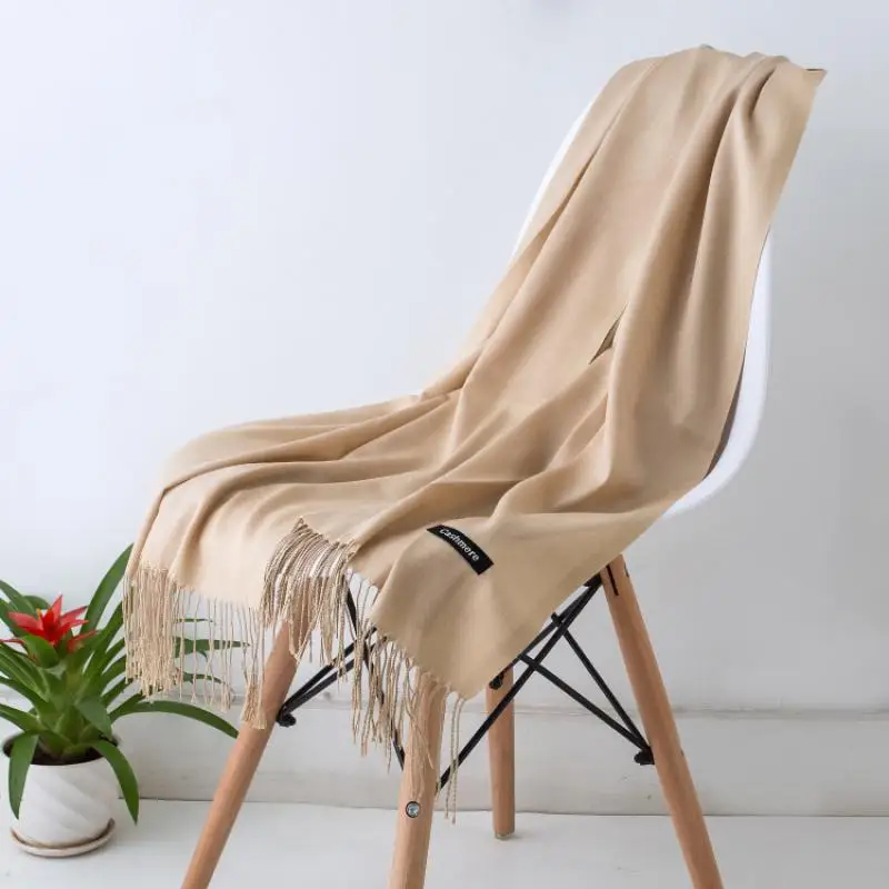 

2023 New Women Scarf Thin Shawls Solid Color Women Scarf Winter Hijabs Tassels Long Cashmere Pashmina Hijabs Scarves Wraps