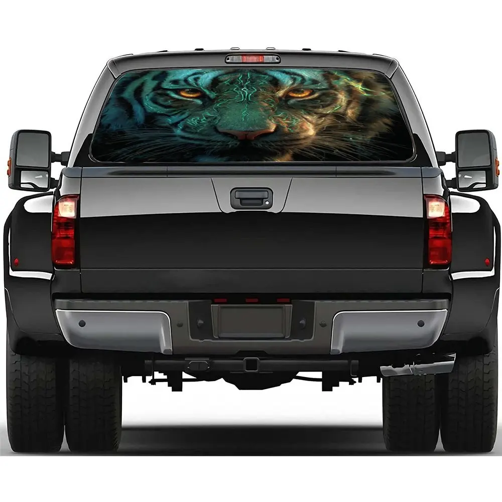 

Green fluorescent tiger PVC material self-adhesive waterproof car rear window sticker, easy to paste without falling off, waterp