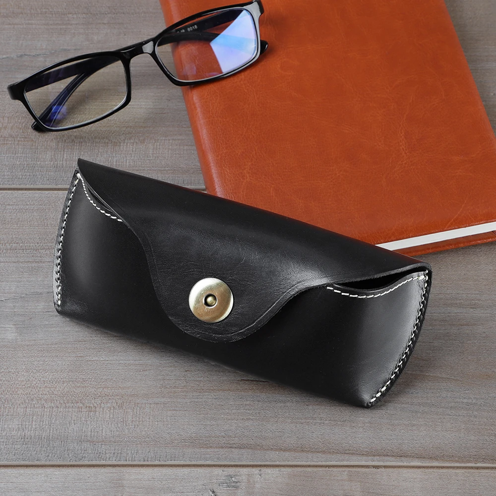 JOGUJOS Genuine Cow Leather Eyewear Cases Cover for Sunglasses Women\'s Eyeglasses Case Men Reading Glasses Box With Metal Buckle