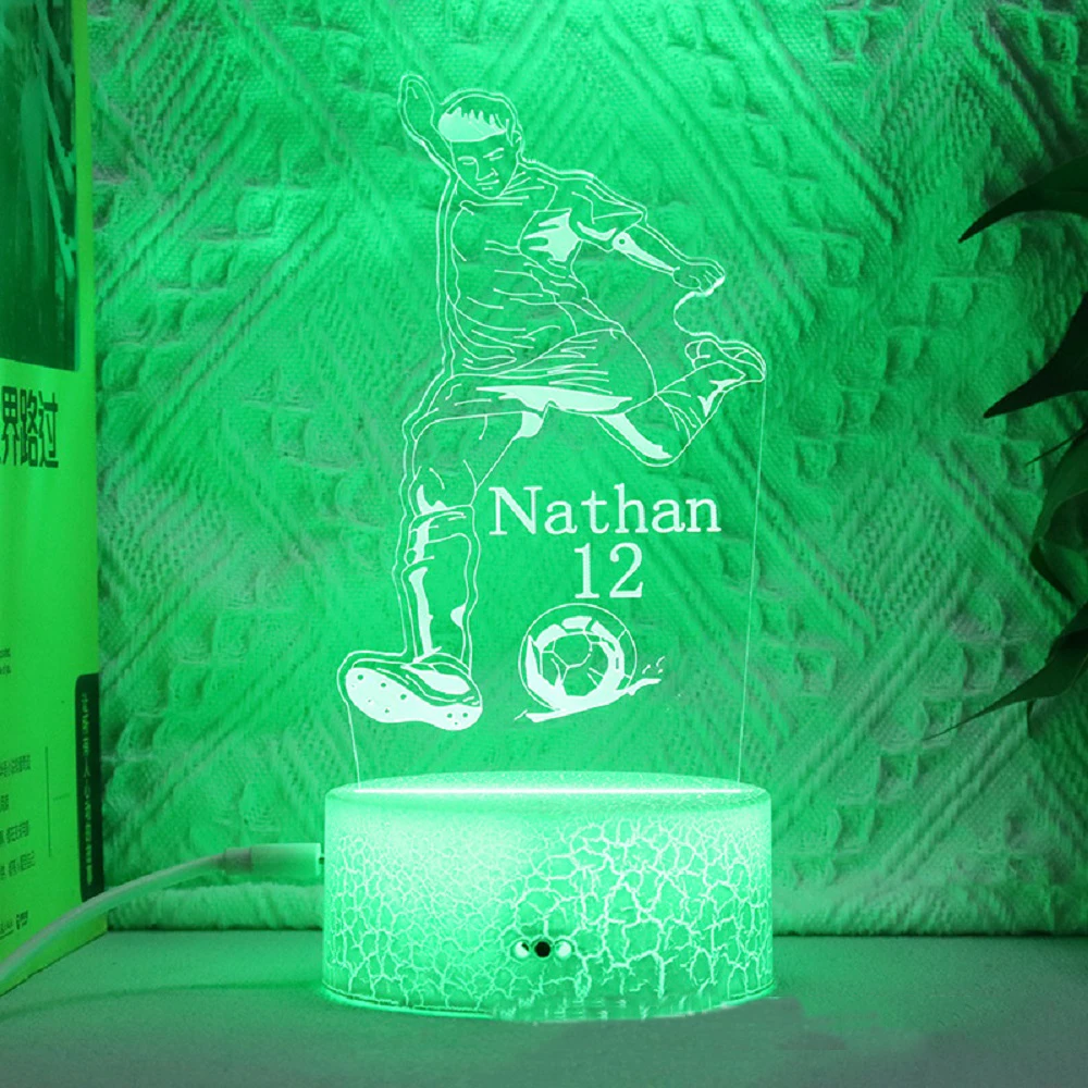 Voetballer Cristiano Nathan Led 3d Nachtlampje 16 Kleuren Variabele Visuele Verlichting Woonkamer Interieur Cadeau Voor Fans