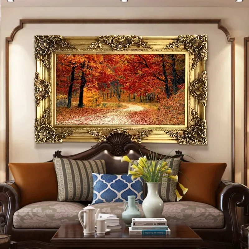 Red mural bedroom living room decoration painting forest forest forest full of golden avenue hanging painting