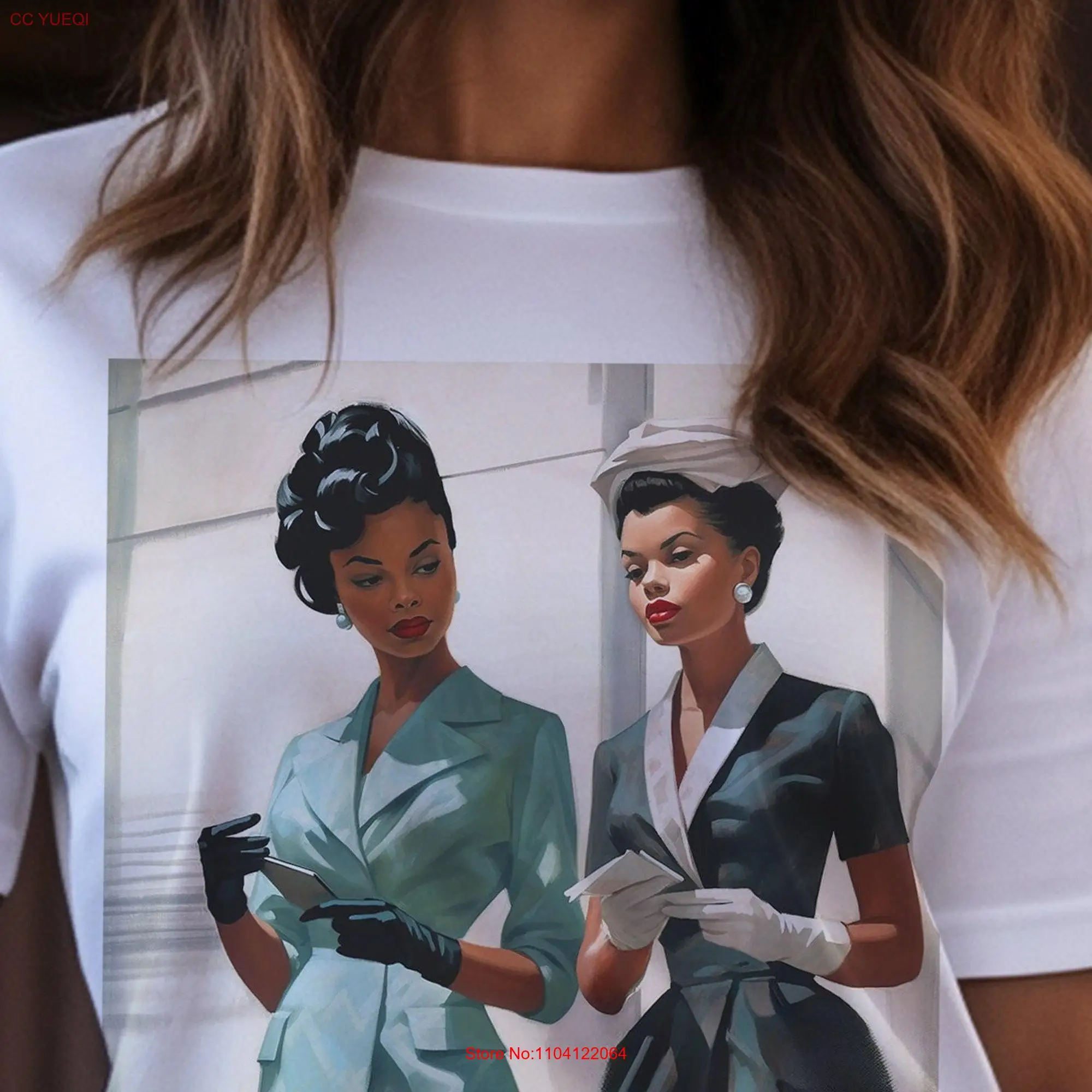 Melanin Ladies T Shirt African American 1950s Vintage Style Old School Vibe Classy Women Brown Skin Girls Black History