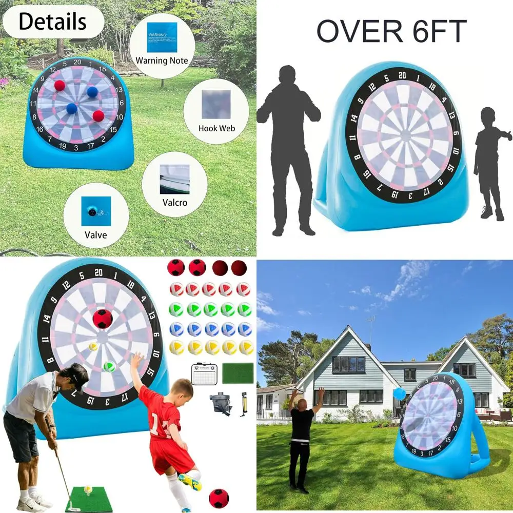 

Huge 6ft Inflatable Dartboard - Great for Outdoor, Yard, Lawn, Carnival, Adult & Kids, Golf, Kickball, Rugby, Camping