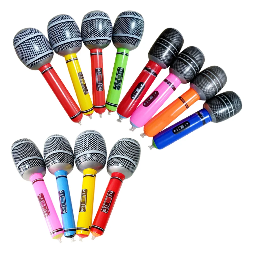 Jouets de Microphone gonflables, 12 pièces, faux accessoire de fête pour instruments d'approvisionnement