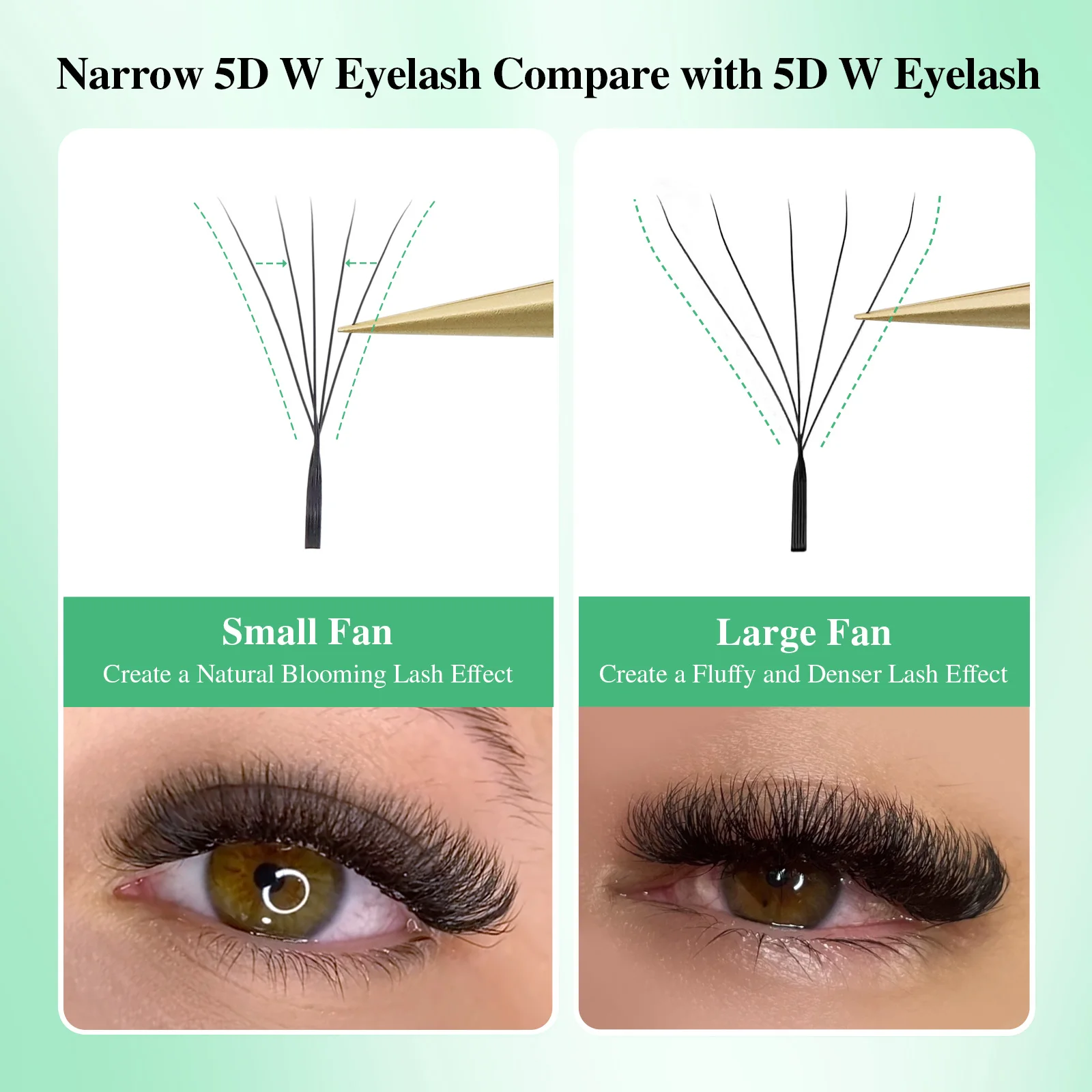 NAGARAKU V-Form Schmale 5D W Wimpernverlängerung Natürlich Weich Kleiner Fächer Flauschiger Look Mesh Volumen Vorgefertigte Wimpern – Detail 4