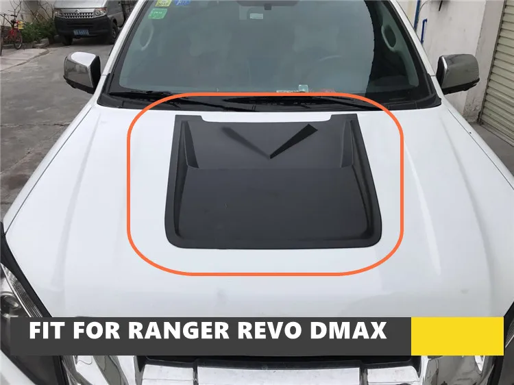 

ABS Black Bonnet Scoop Bonnet Hood Front Car Cover Fit For Toyota Hilux Revo Ford Ranger Isuzu D-Max