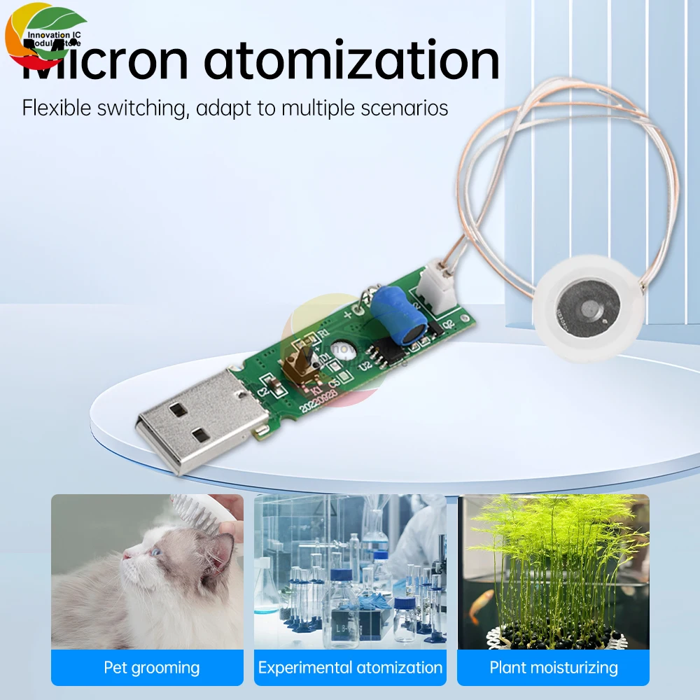 Type-C USB 5V 20mm 1.5-2W Ultrasonic Atomizing Humidifier Module DIY Moisturizing Transducer Mist Maker Atomize Rubber Gaske kit
