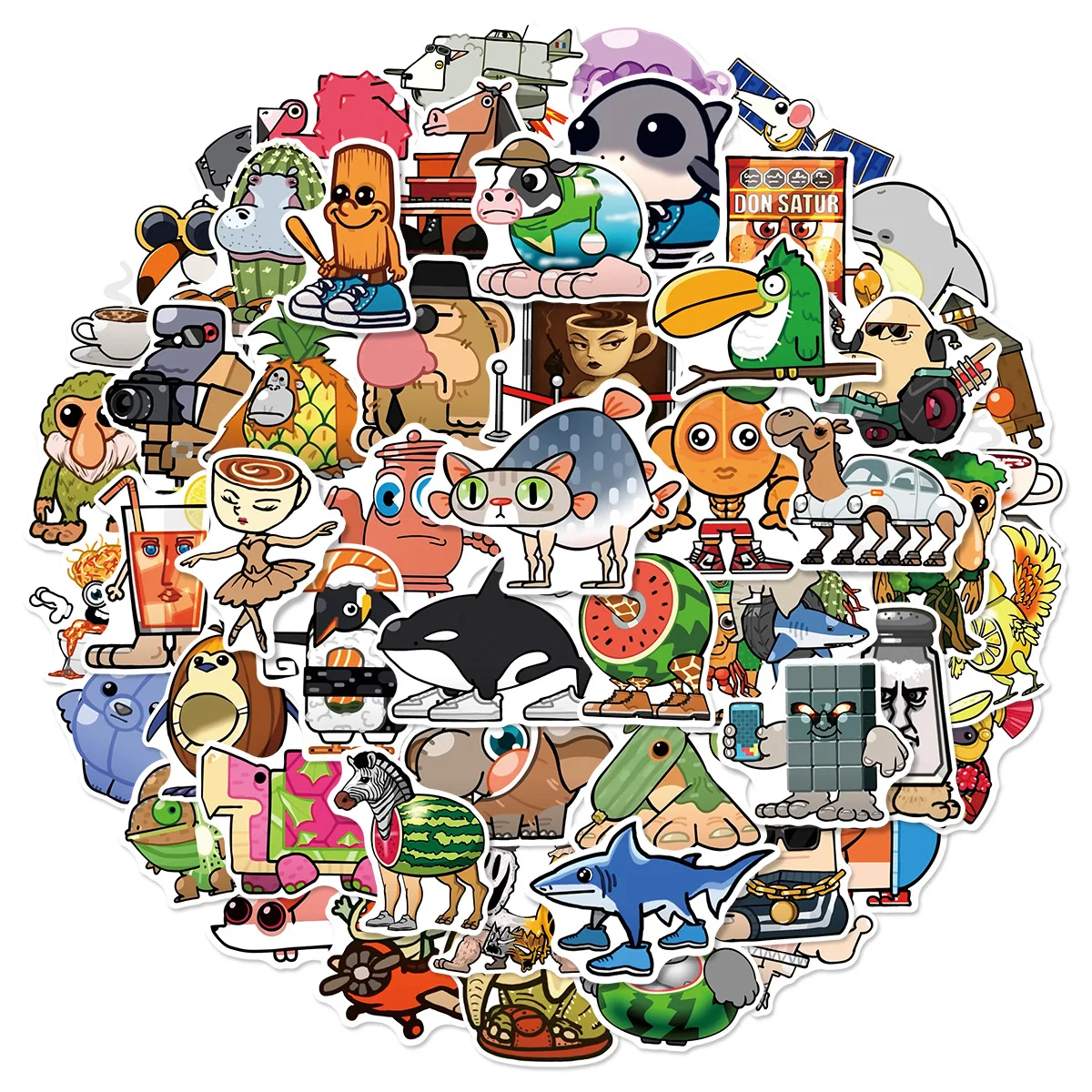 50PCS Abstract Dier Stickers Tung Tung Sahur Italiaanse Brainrot Dieren Cartoon Decal DIY Bagage Telefoon Cup Gitaar Kid Speelgoed