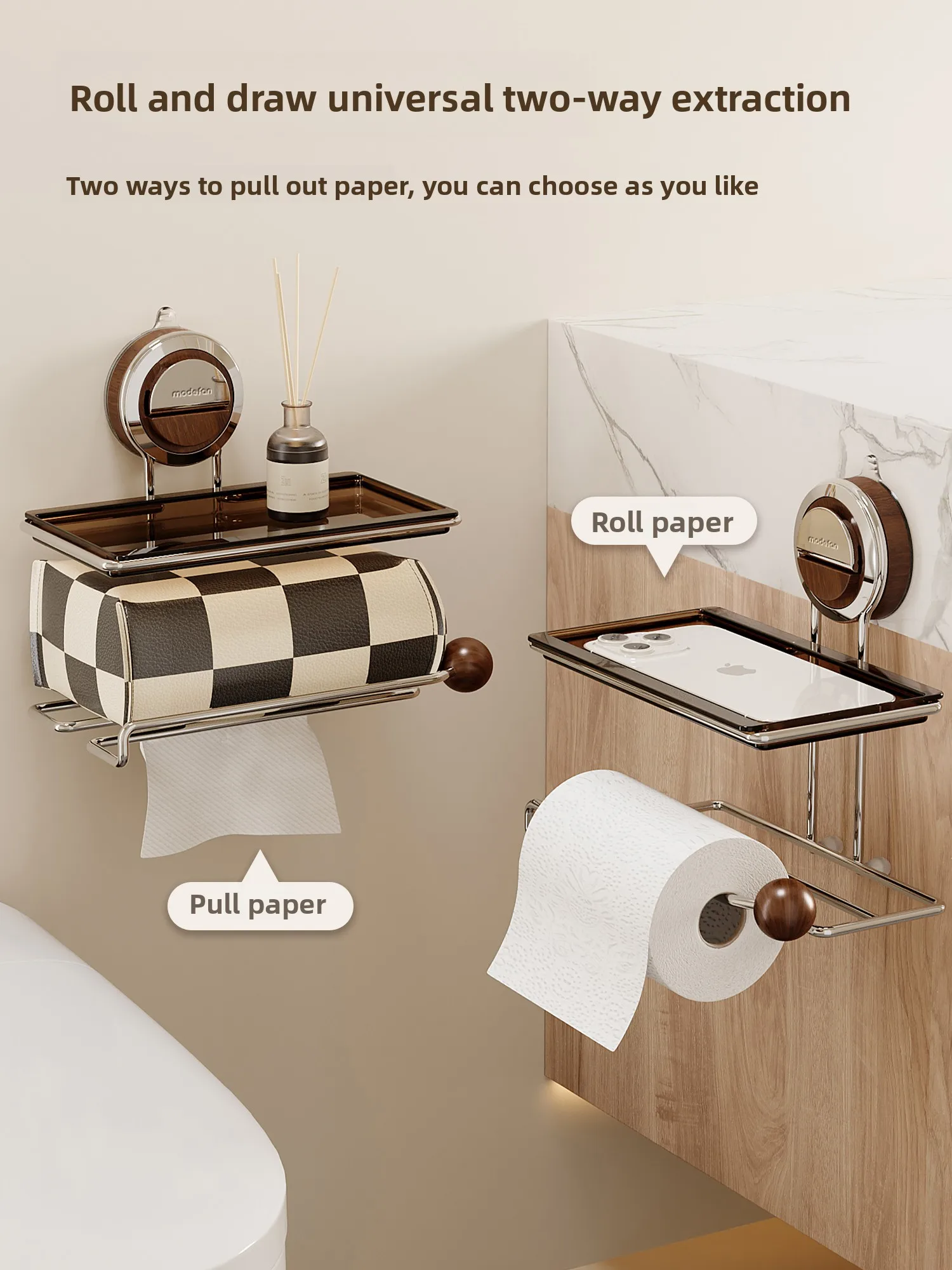 ww3 Suction Cup Toilet Stainless Steel Toilet Carton Toilet Bathroom Hand Wash Table Pumping Carton Tissue Roll Paper Shelf