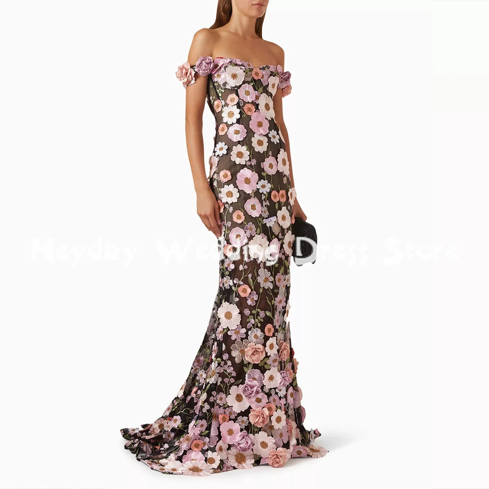 

Heyday женские вечерние платья-бато с 3D цветочной аппликацией и без рукавов длиной до пола, вечерние элегантные вечерние платья 2025