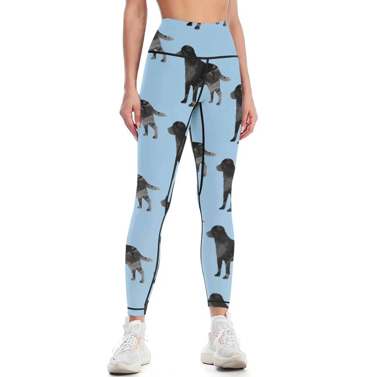 Black Lab Labrador Fluid Art Marble Abstract Leggings gym pants Clothing fitness Womens Leggings