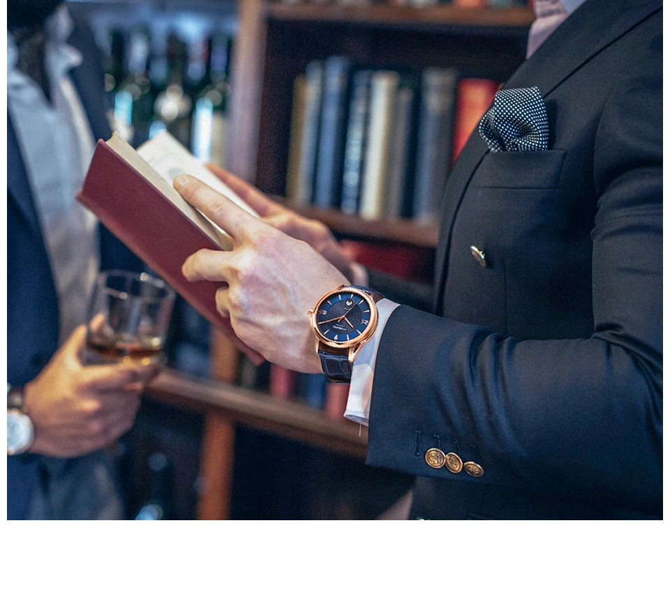 YMS ساعة ميكانيكية أوتوماتيكية بالكامل للرجال ساعة زجاجية من الياقوت الاصطناعي ساعة رجالية كلاسيكية مقاومة للماء ساعة رجالي AM0196 #5