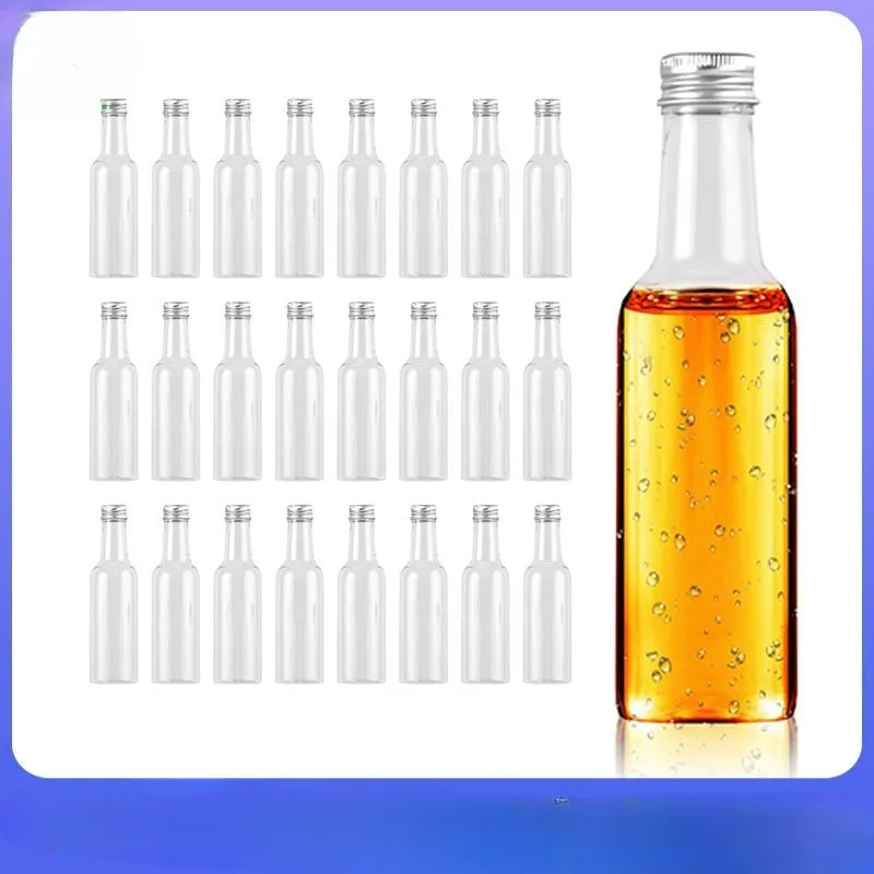 50ml Mini Plastic Liquor Bottles Set, Spirit Bottles Alcohol Shot Bottles with Caps,Kraft Tags with Ropes for Party Water Bottle