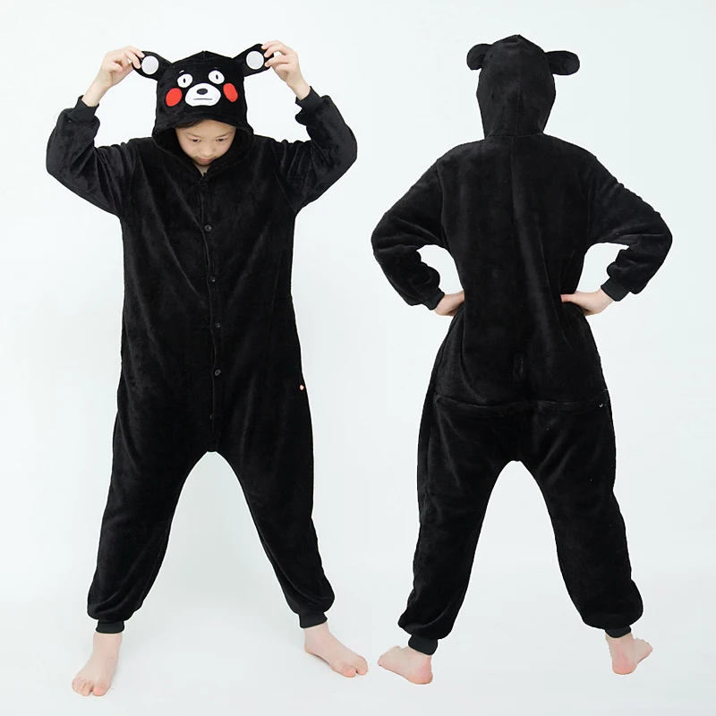 

Boys Girls Cute Kigurumi Kumamon Bear Cartoon Animal Pajamas Cosplay Costumes Kids OnePiece Onesie For Christmas Halloween Party
