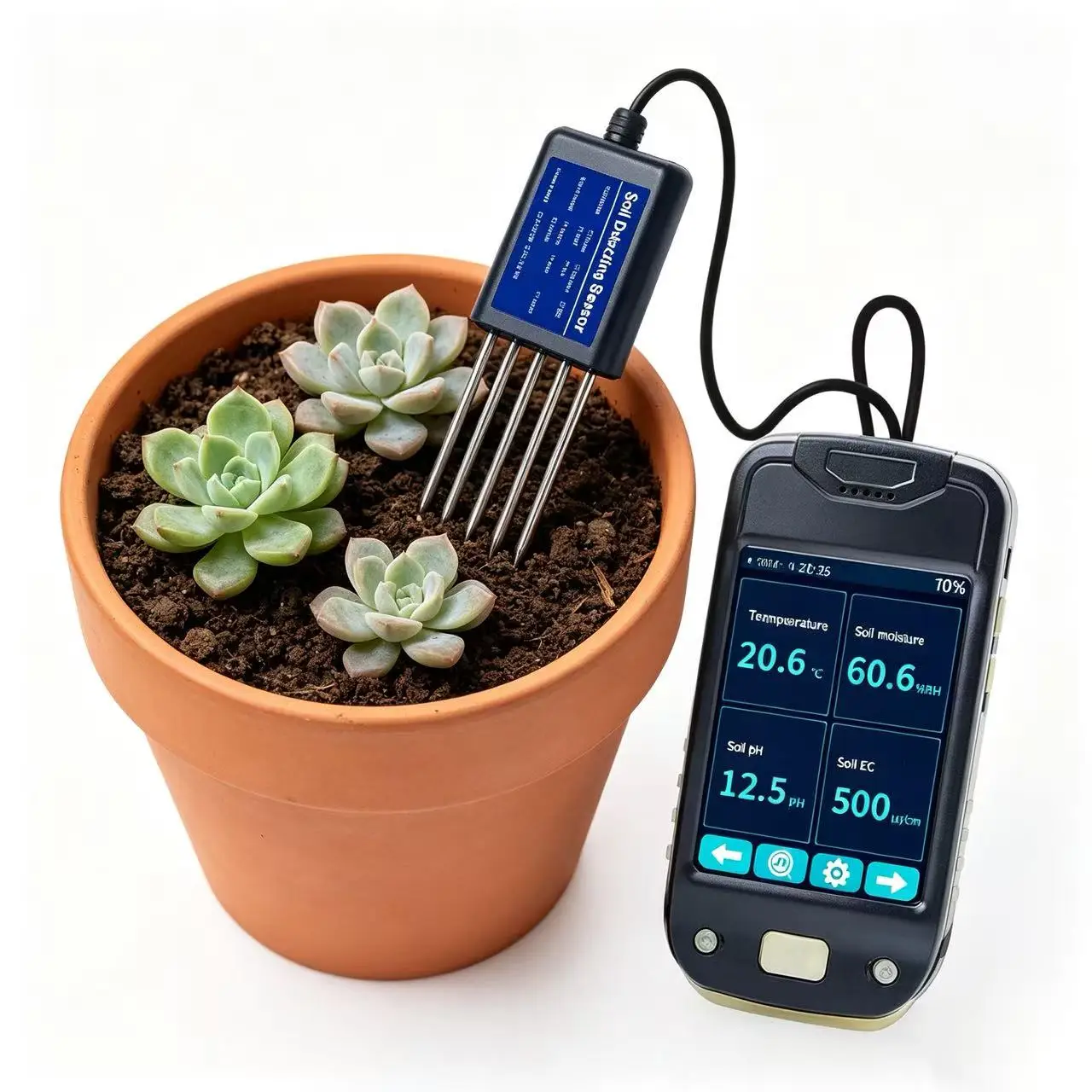 Soil Tester 7 in 1 with Handheld Meter for Greenhouse Farm Irrigation Soil Moisture PH EC NPK Temperature,for Crop Growth