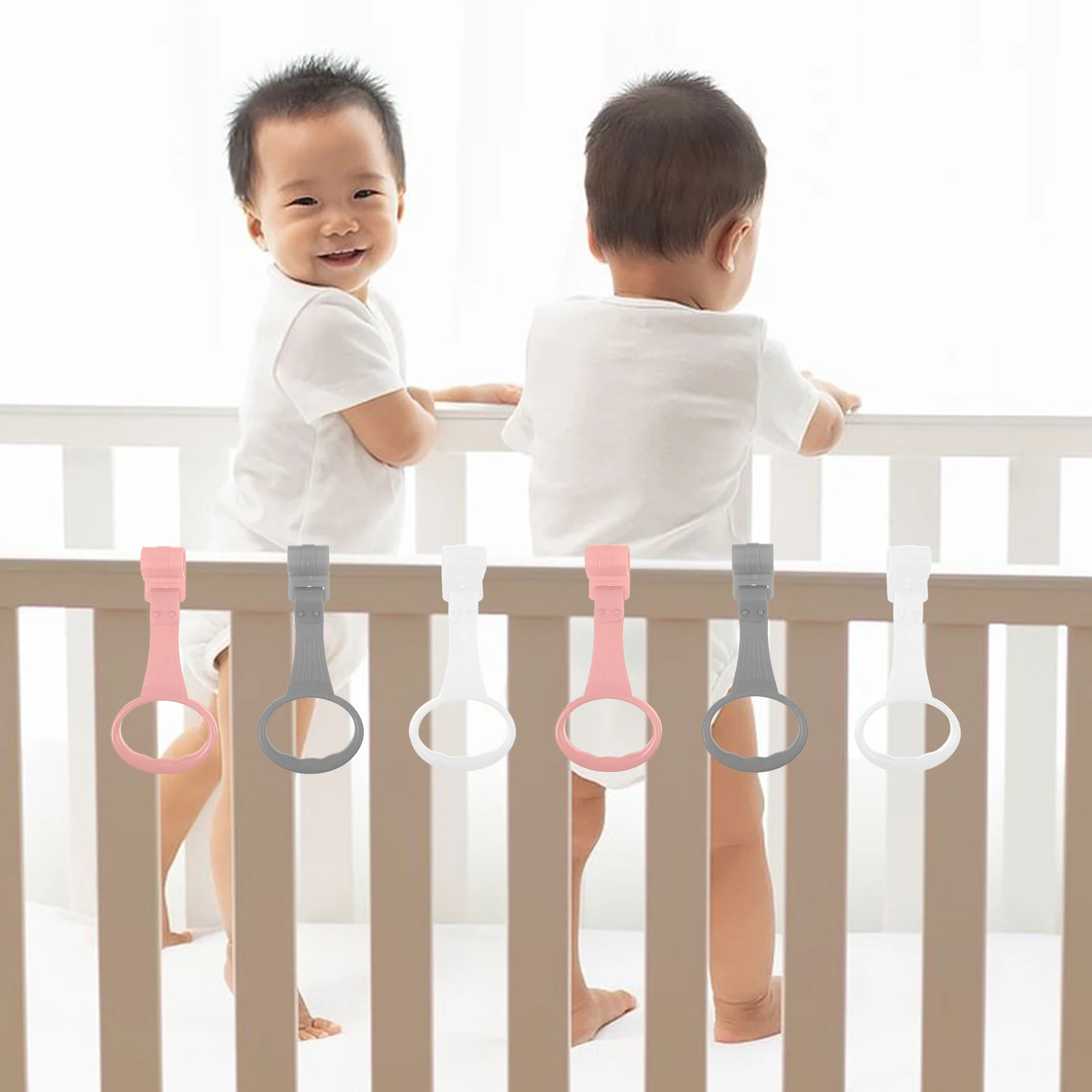 

6pcs Pull Up Rings Crib Hanging Rings Toddler Hand Pulls Standing Walking Assistant Playpen Cot Bed Accessories Safe
