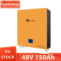 Cloudenergy 48V 150Ah Wall Mounted Lithium LiFePO4 Deep Cycle Battery Pack, 7680Wh Energy, 6000+ Life Cycles