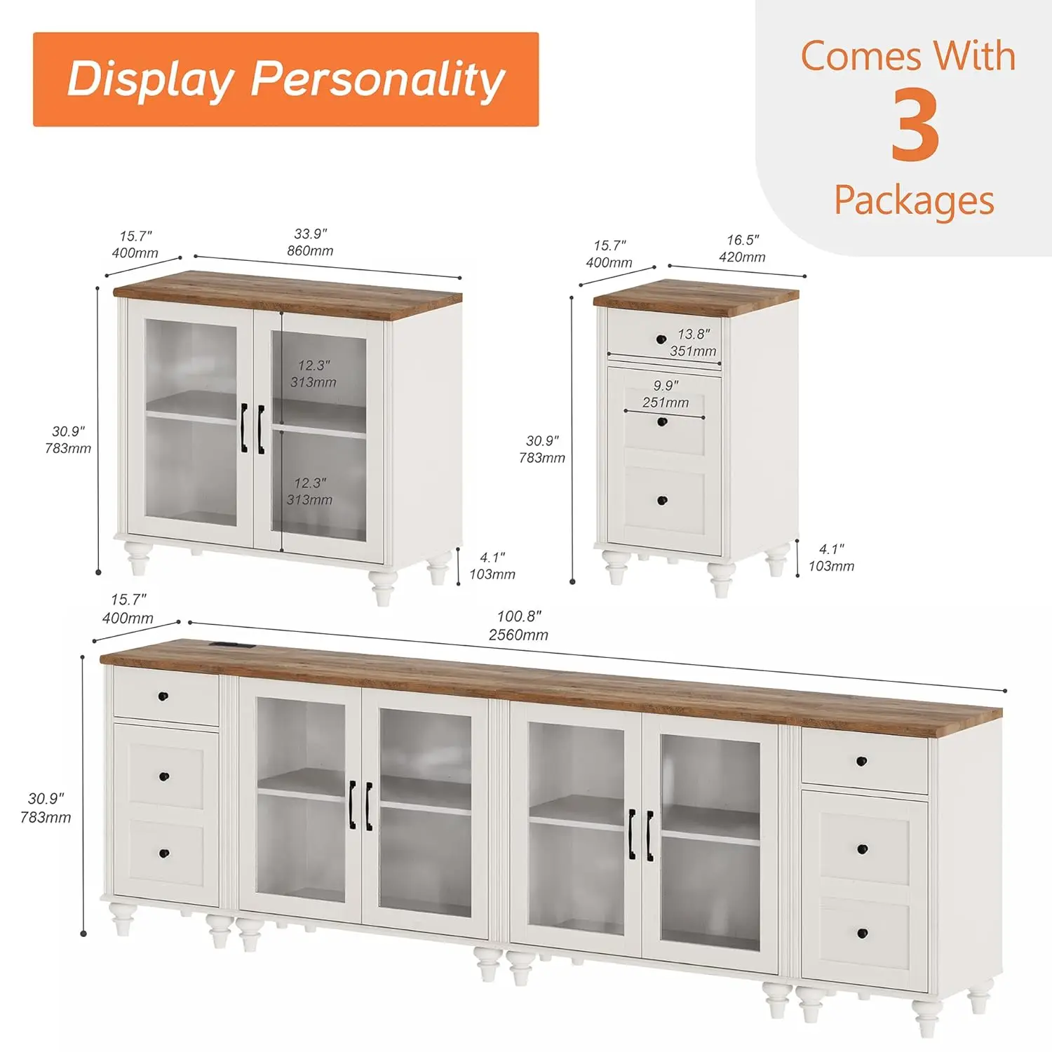 Suporte para TV Grande para TV de 100 Polegadas, Mesa de Console para TV LED de 85, 90, 95 Polegadas, Centro de Entretenimento com Carregamento, Personalizado