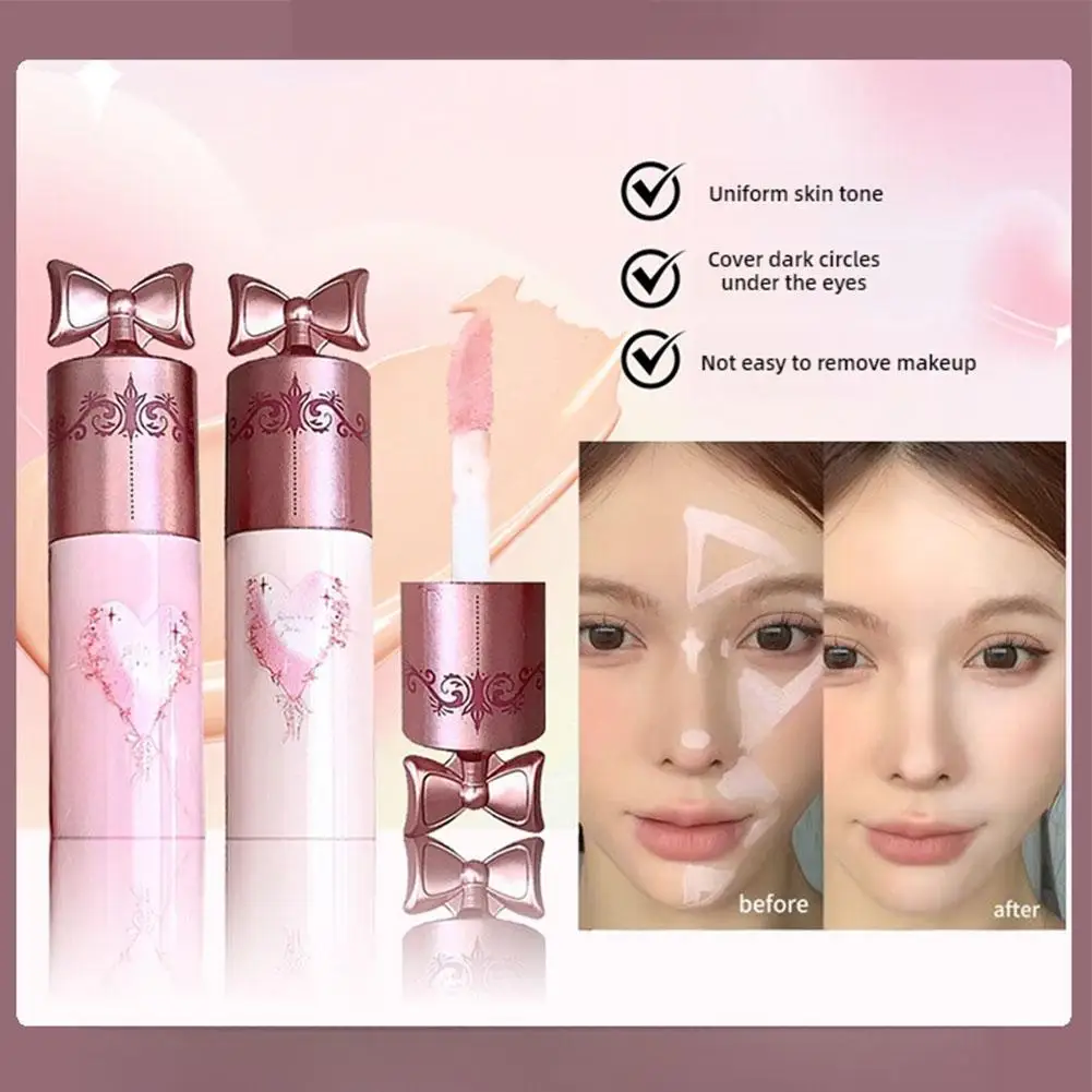 Corrector líquido iluminador rosa, resistente al agua, Control de aceite, cobertura oscura, poros, crema correctora hidratante para círculos, Foundation X8O5