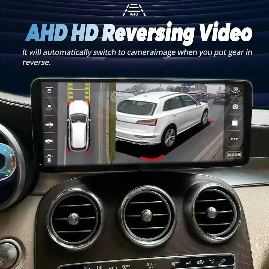 راديو السيارة DSP لمرسيدس بنز C الفئة W205 Glc X253 C180 C200 C220 C300 C350 2016-2022 12.8 "شاشة رقيقة جدا أندرويد CarPlay