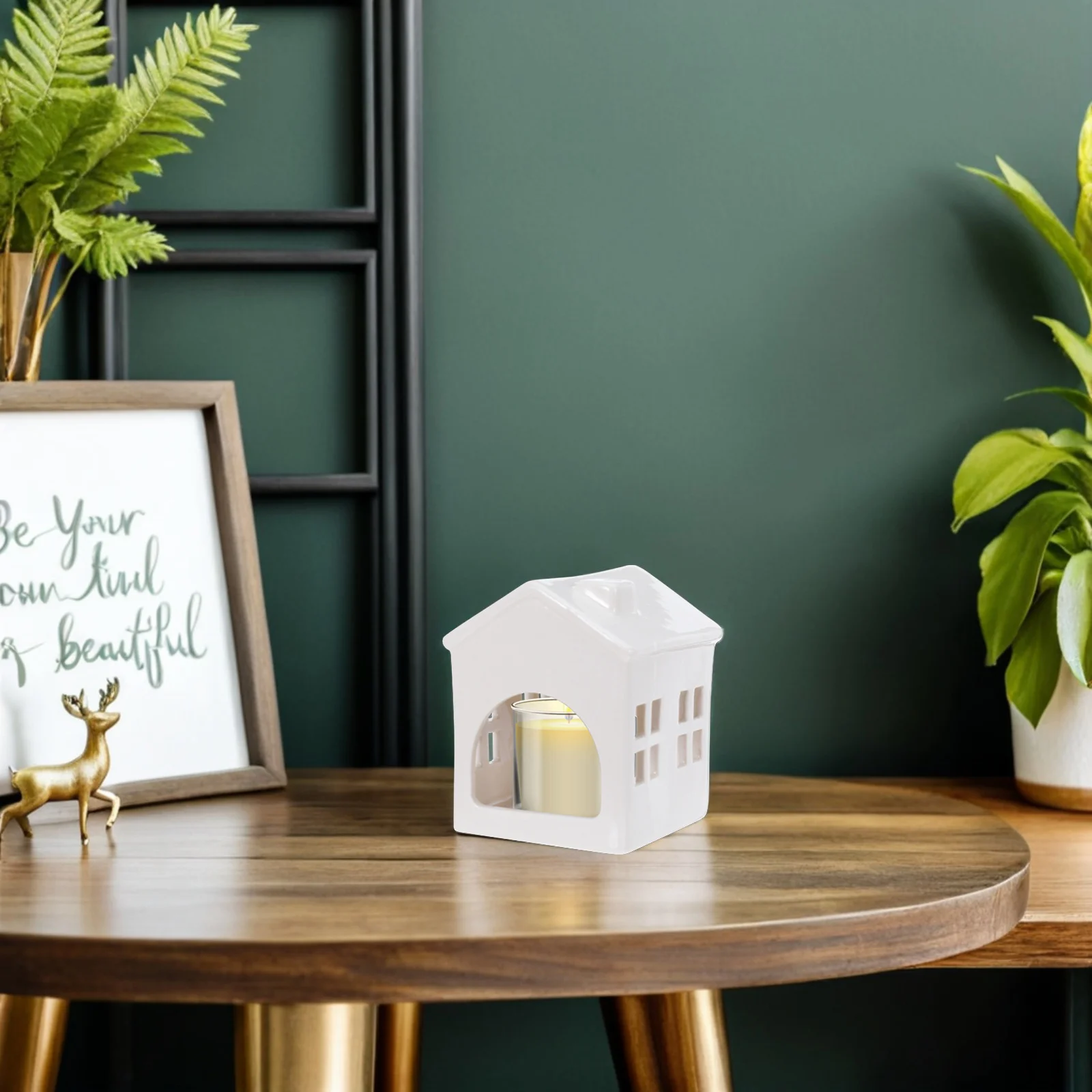 

Ceramic House Shaped Tealight Holder Hollow Holder Decorative Christmas Centerpiece Farmhouse Coffee Table Decor