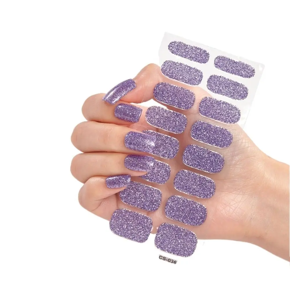 8Sheets Strips Gel Nail Stickers Glittering Simple Gel Full Nail Wraps Sequins Gel Nail Polish Strips DIY NAil Art Making