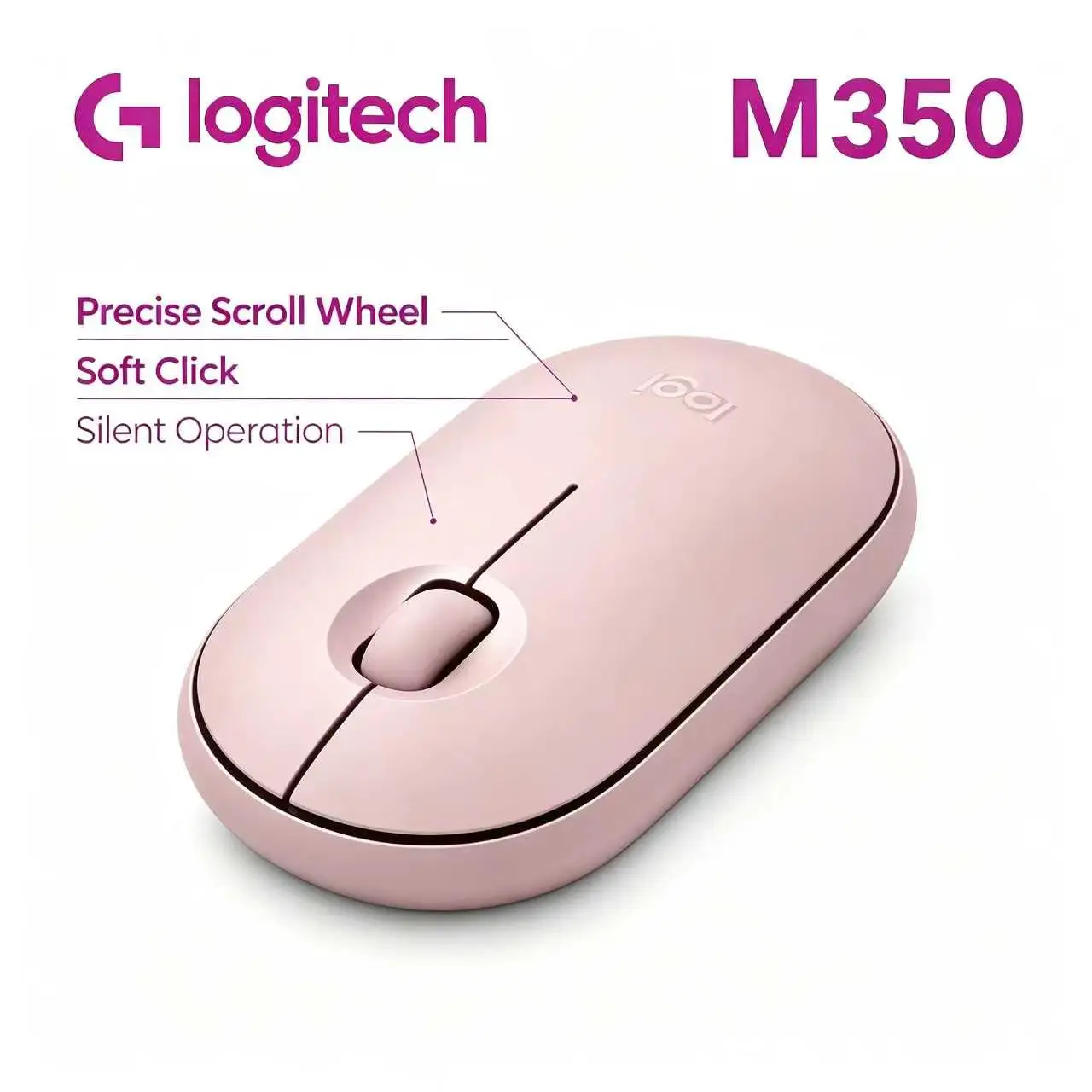 Logitech M350 Pebble Portable Wireless Mouse Colorful Slim Bluetooth Mouse For Women Office Laptop Accessories