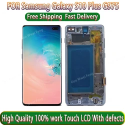 S10 + AMOLED do Samsung Galaxy S10 Plus G975 ekran G975U G975F G975A G975V wyświetlacz LCD zespół z wadą